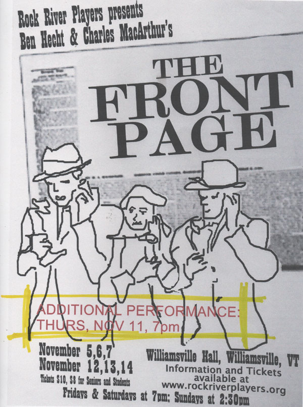 Rock River Players present Hecht and MacArthur’s big comedy, FRONT PAGE